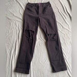 Brown jeans with a red hue